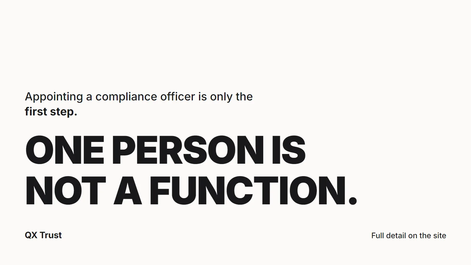 Flat gold poster headline: a compliance officer is not a compliance function