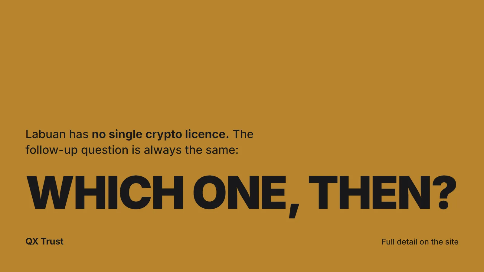 Flat gold poster headline: which Labuan licence does a crypto exchange need